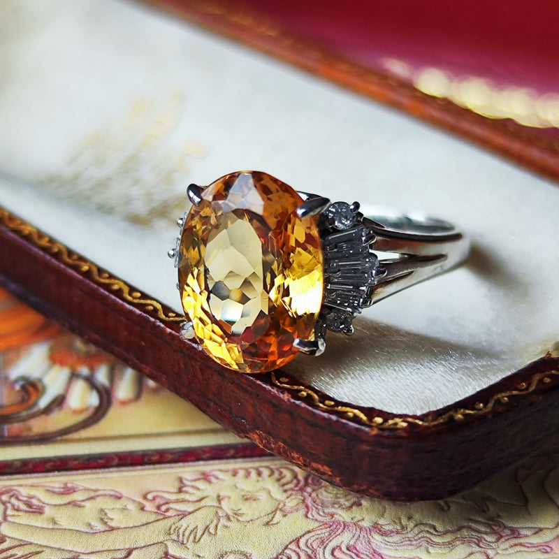 【三越百貨店】天然インペリアルトパーズ 5.37ct 天然ダイヤモンド リング