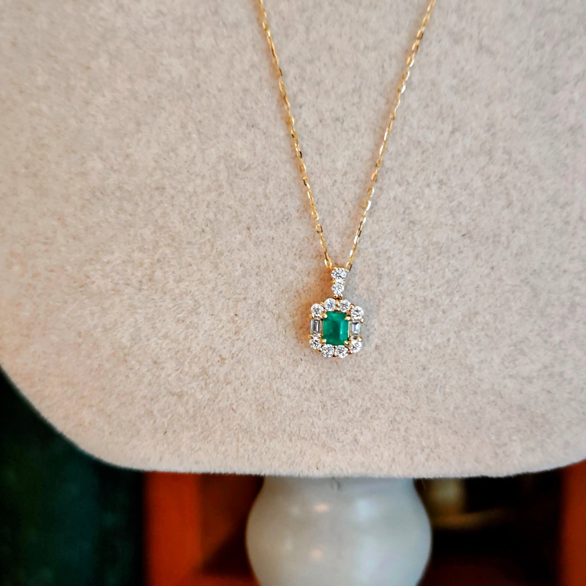 【コロンビア産】天然エメラルド 天然ダイヤモンド ネックレス