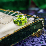 【パキスタン産】天然ペリドット 天然ダイヤモンド プラチナネックレス