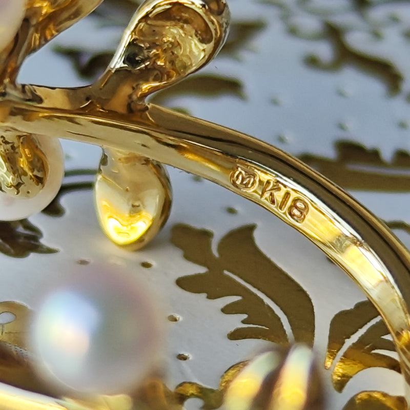 MIKIMOTO ミキモト あこや真珠 18金リング