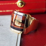 【Vintage Cartier】カルティエ サントス デュモン タイガーアイ 18金PG 10号 リング