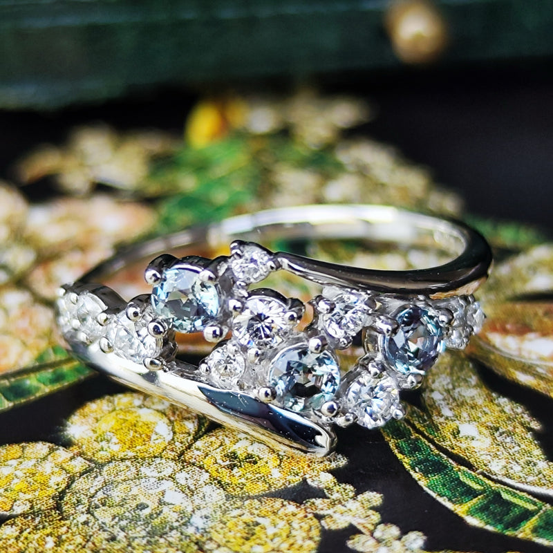 天然アレキサンドライト 天然ダイヤモンド リング