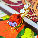 天然スぺサルティンガーネット
（マンダリンガーネット ）天然ダイヤモンド ネックレス