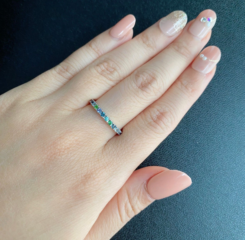 【マルチカラーリング】天然石 プラチナリング