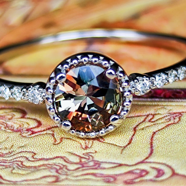 天然アンダリュサイト 天然ダイヤモンド リング