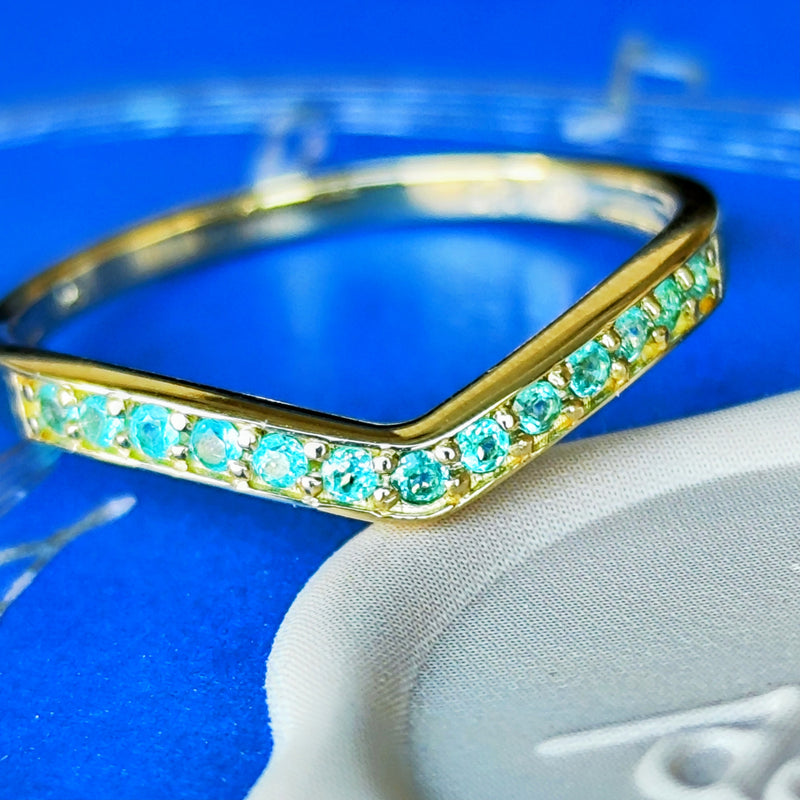 天然パライバトルマリン ハーフエタニティリング 18金