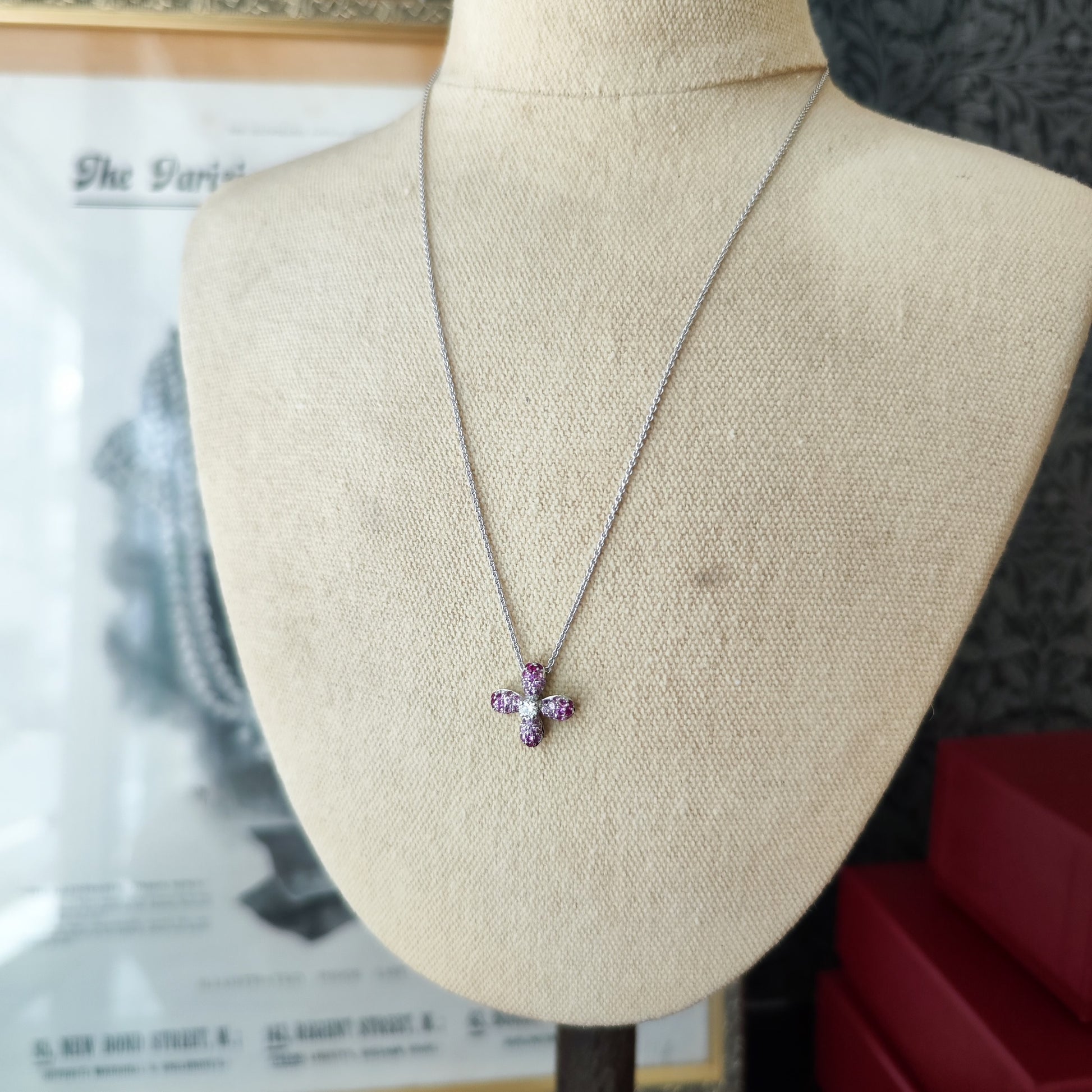 MIKIMOTO ミキモト 天然ルビー 天然ピンクサファイア 天然ダイヤモンド ネックレス 18金WG