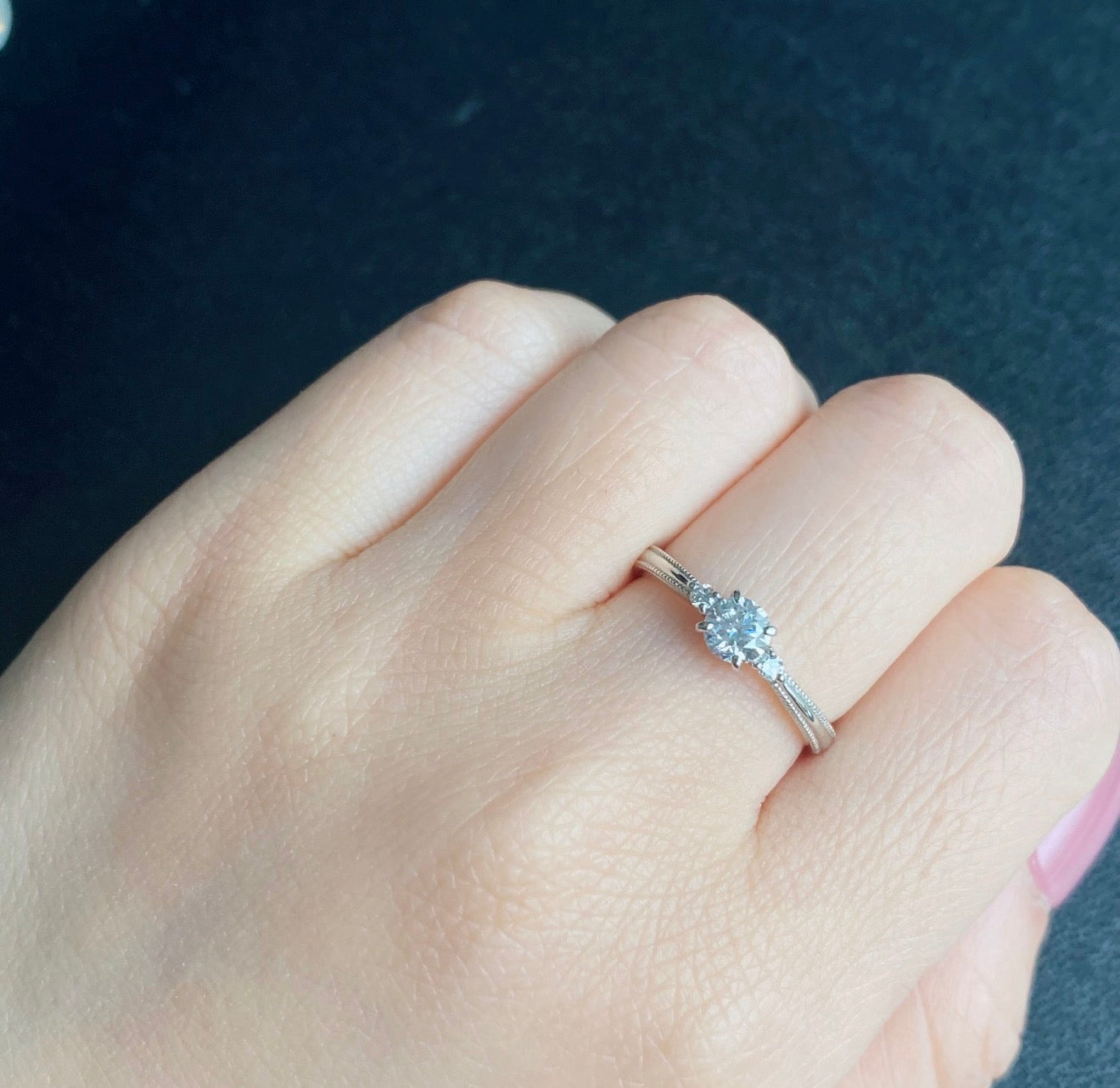 【お値下げ】Dカラー 天然ダイヤモンド 0.366ct プラチナリング