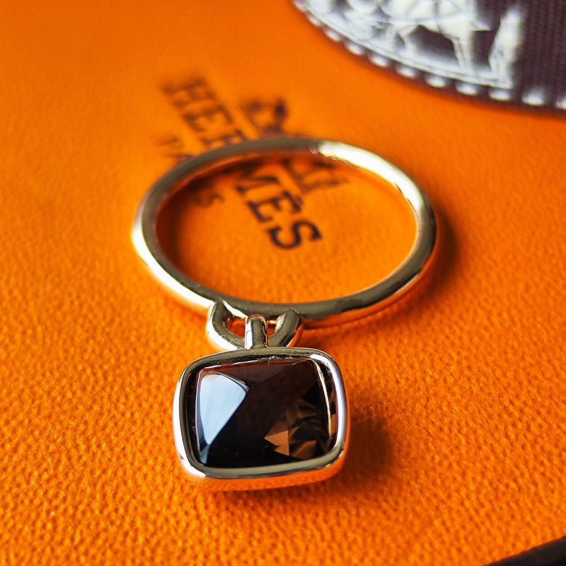 HERMES エルメス スモーキークォーツ 18金PG リング