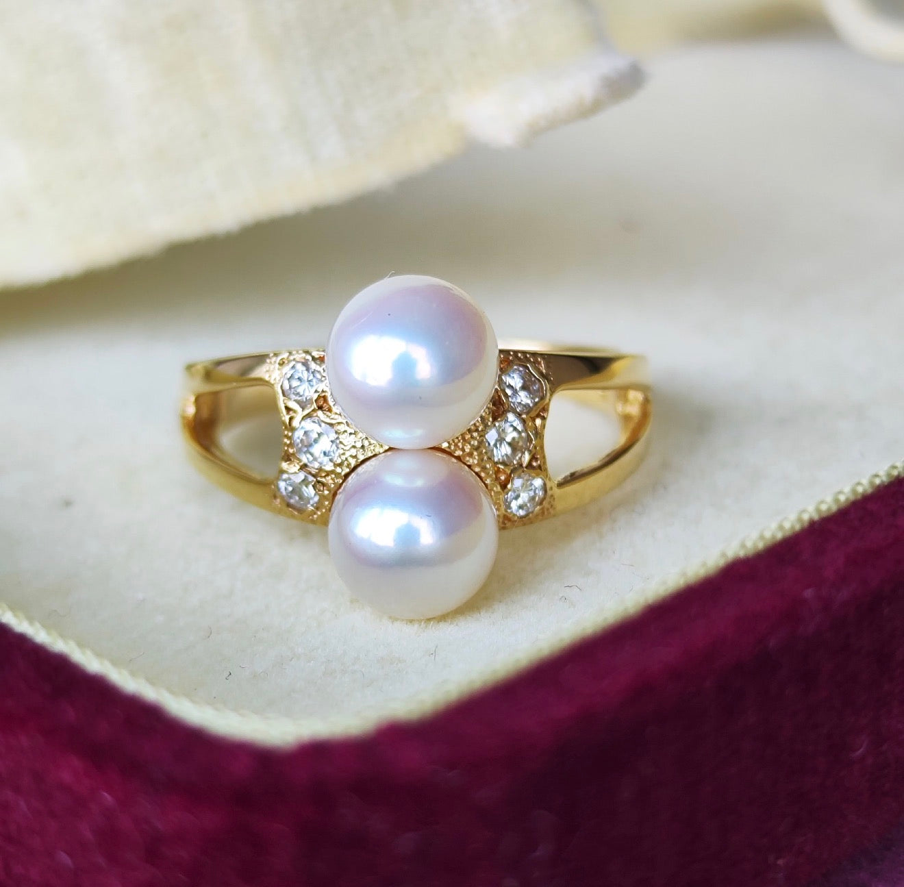 MIKIMOTO ミキモト あこや真珠 ダイヤモンド 18金リング