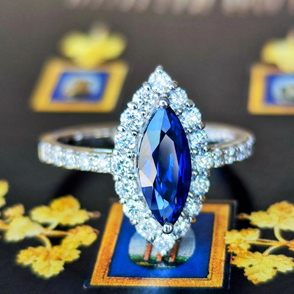 ヴィンテージ K18 ブルーサファイア Ｖ字ネックレス マーキスカット K18 ブルーサファイア V字マーキスカットリング ゴールド｜Yahoo