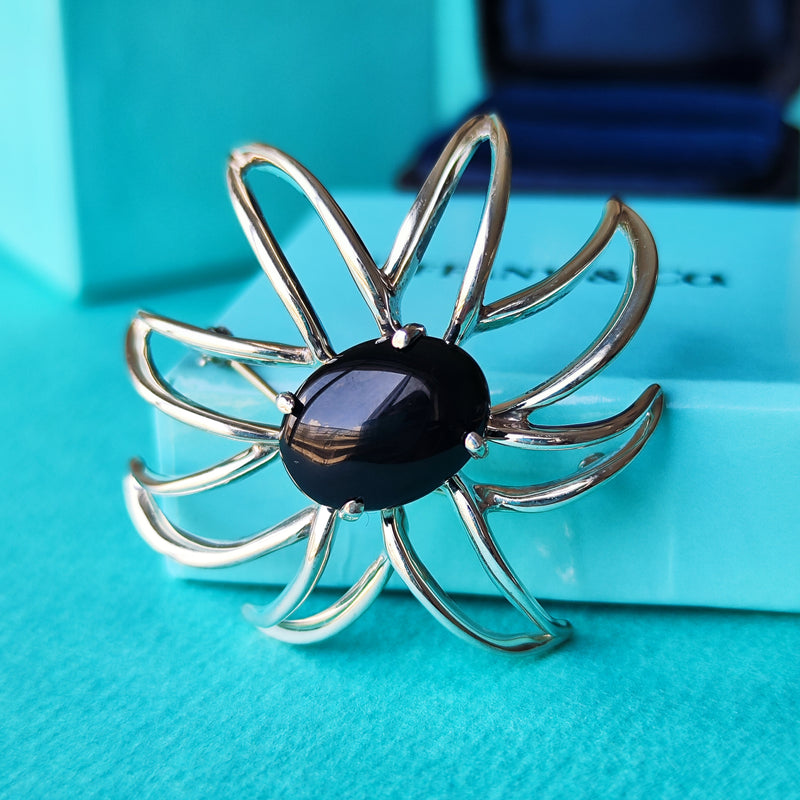 TIFFANY  ティファニー ファイヤーワークス オニキス シルバーブローチ