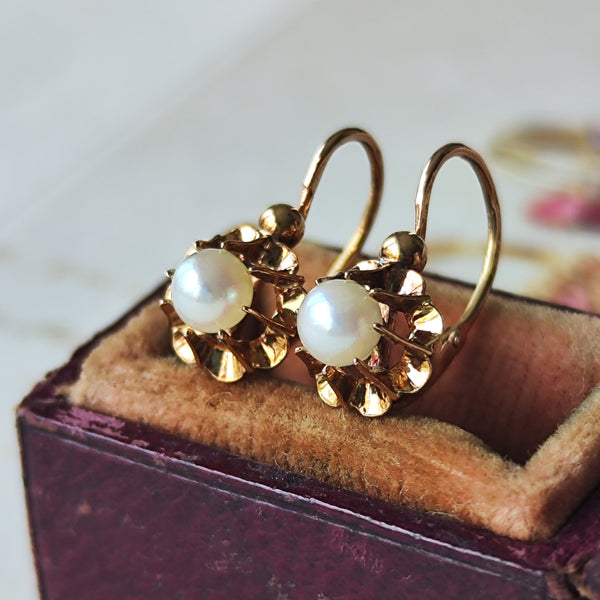 【フランス アンティーク】ドルムーズピアス 真珠