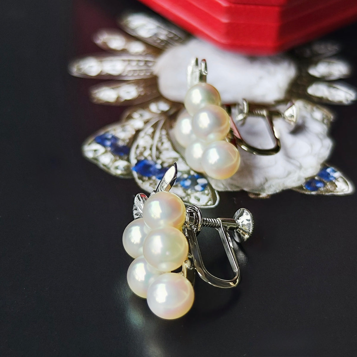 [Vintage MIKIMOTO] MIKIMOTO Akoya Pearl 14K White Gold Earrings