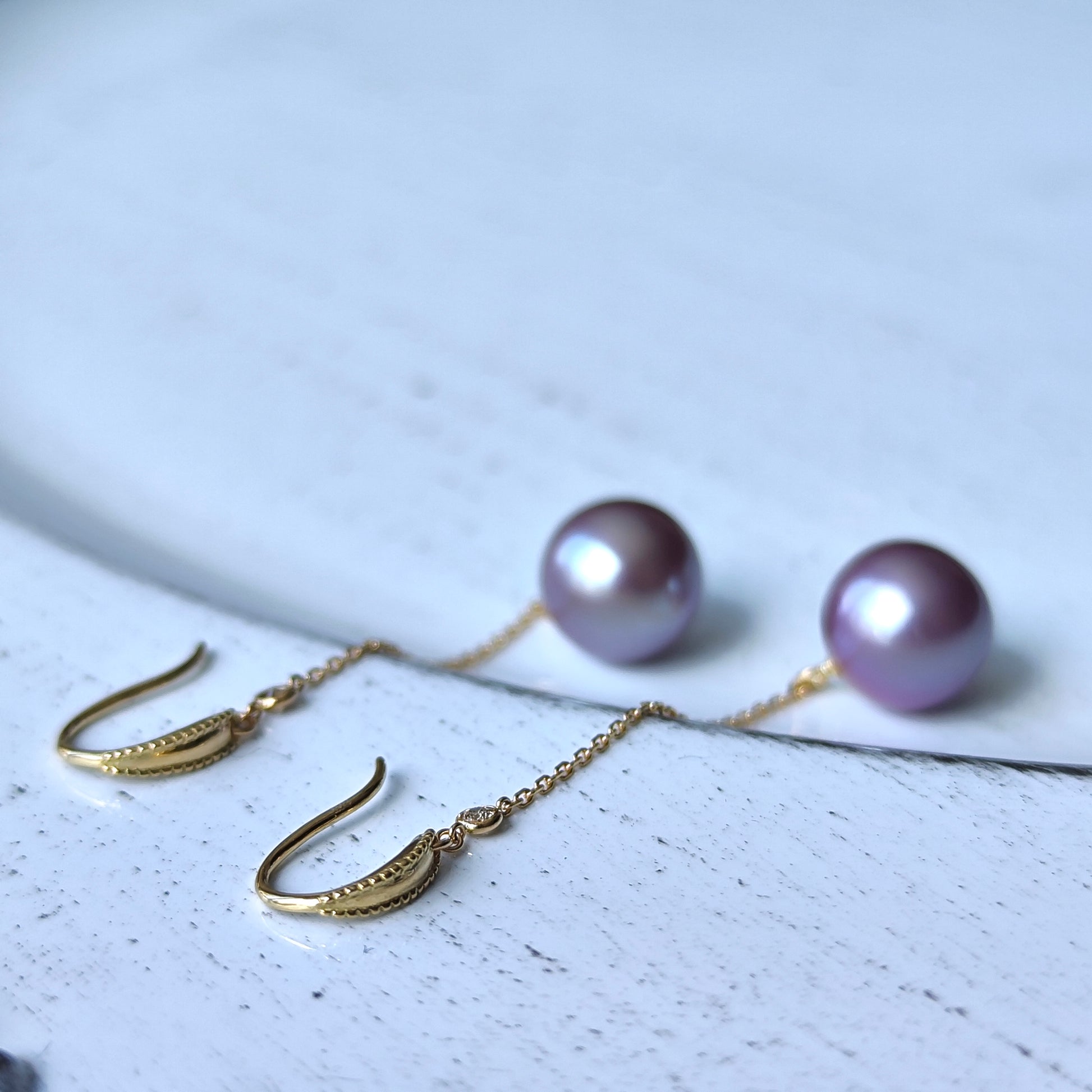 【限定品】紫陽花パール 天然ダイヤモンド ピアス