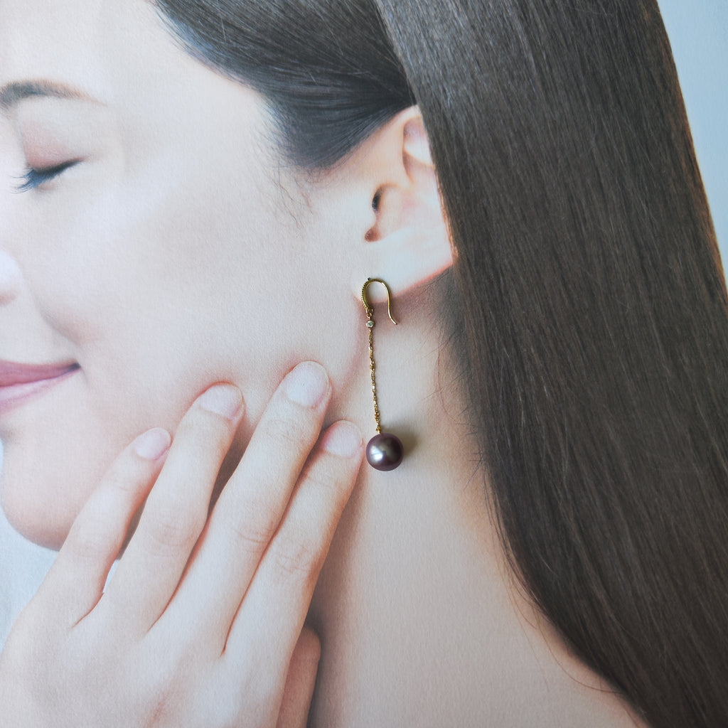 【限定品】紫陽花パール 天然ダイヤモンド ピアス