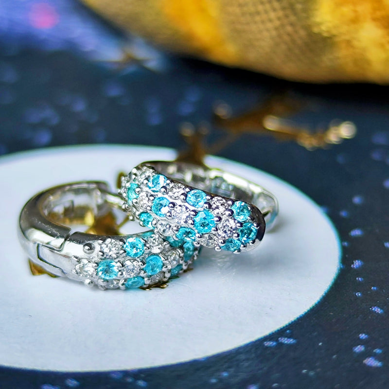 天然パライバトルマリン パヴェ 天然ダイヤモンド プラチナピアス