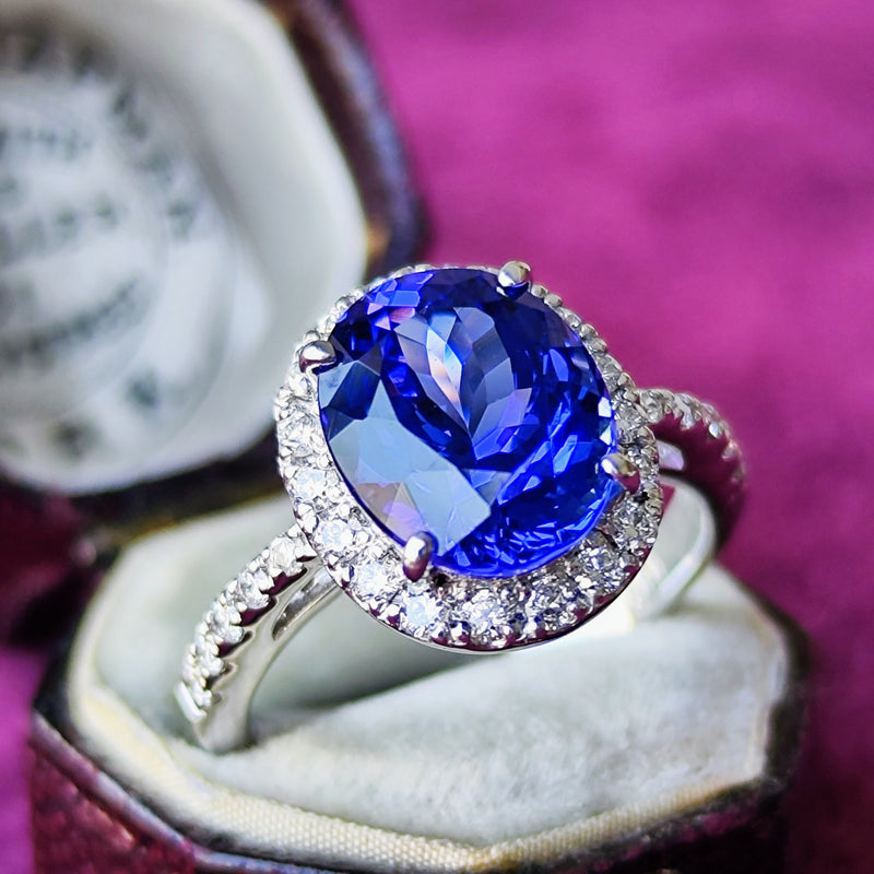 【大粒 4.22ct】天然タンザナイト 天然ダイヤモンド リング
