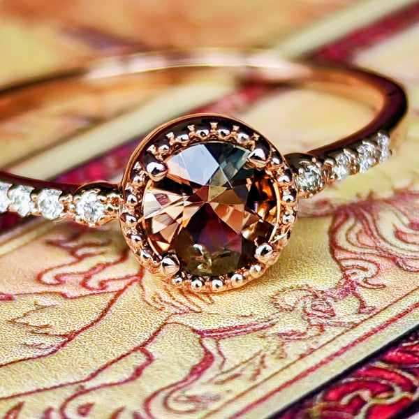 天然アンダリュサイト 天然ダイヤモンド リング