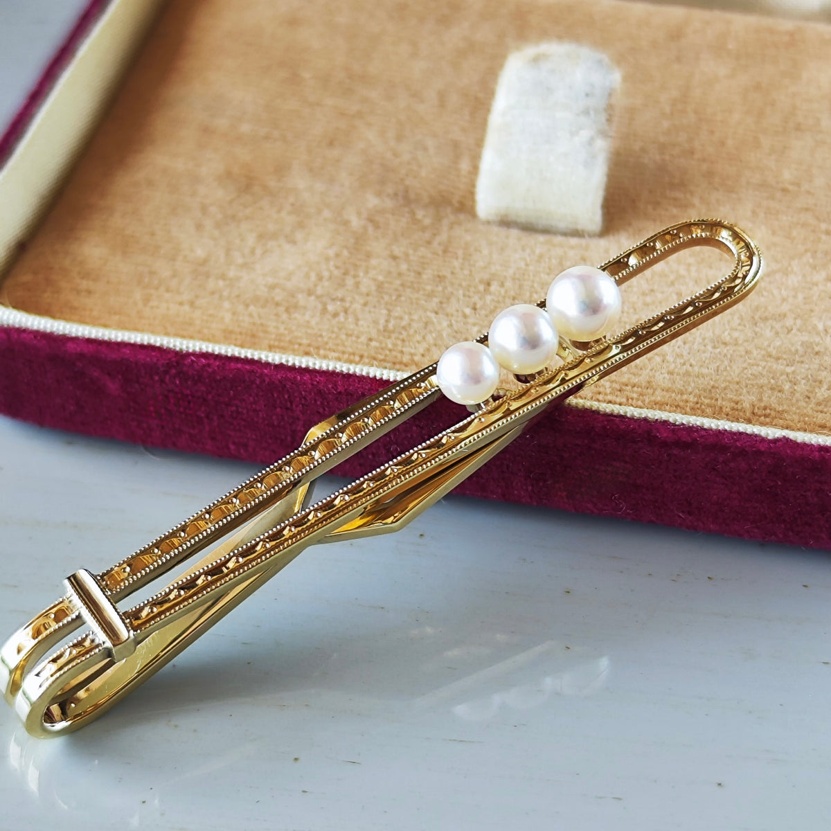 [Vintage MIKIMOTO] MIKIMOTO Akoya Pearl 14K Gold Tie Pin