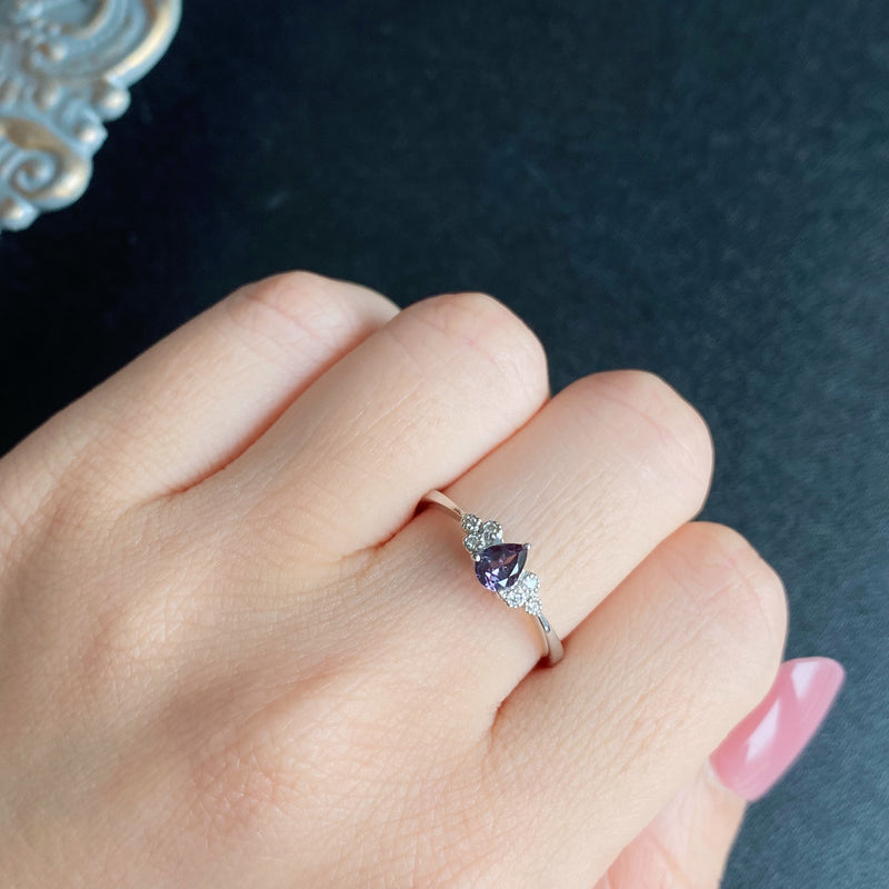 天然カラーチェンジガーネット 天然ダイヤモンド リング