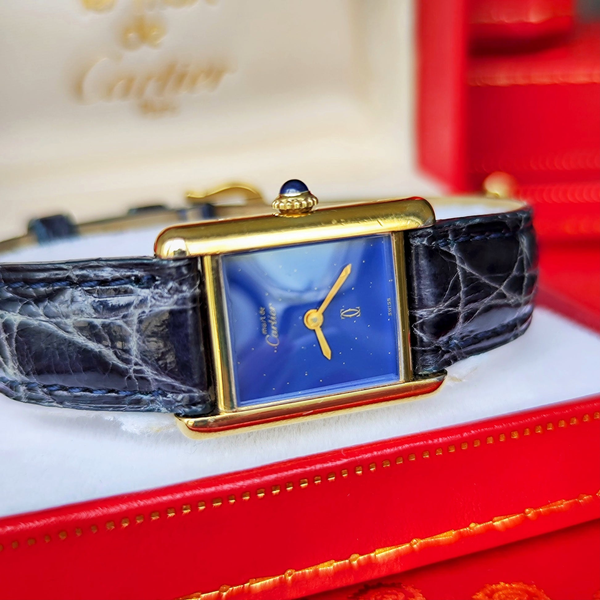 【OH済み】Cartier カルティエ マストタンク ラピスラズリ文字盤 手巻き腕時計
