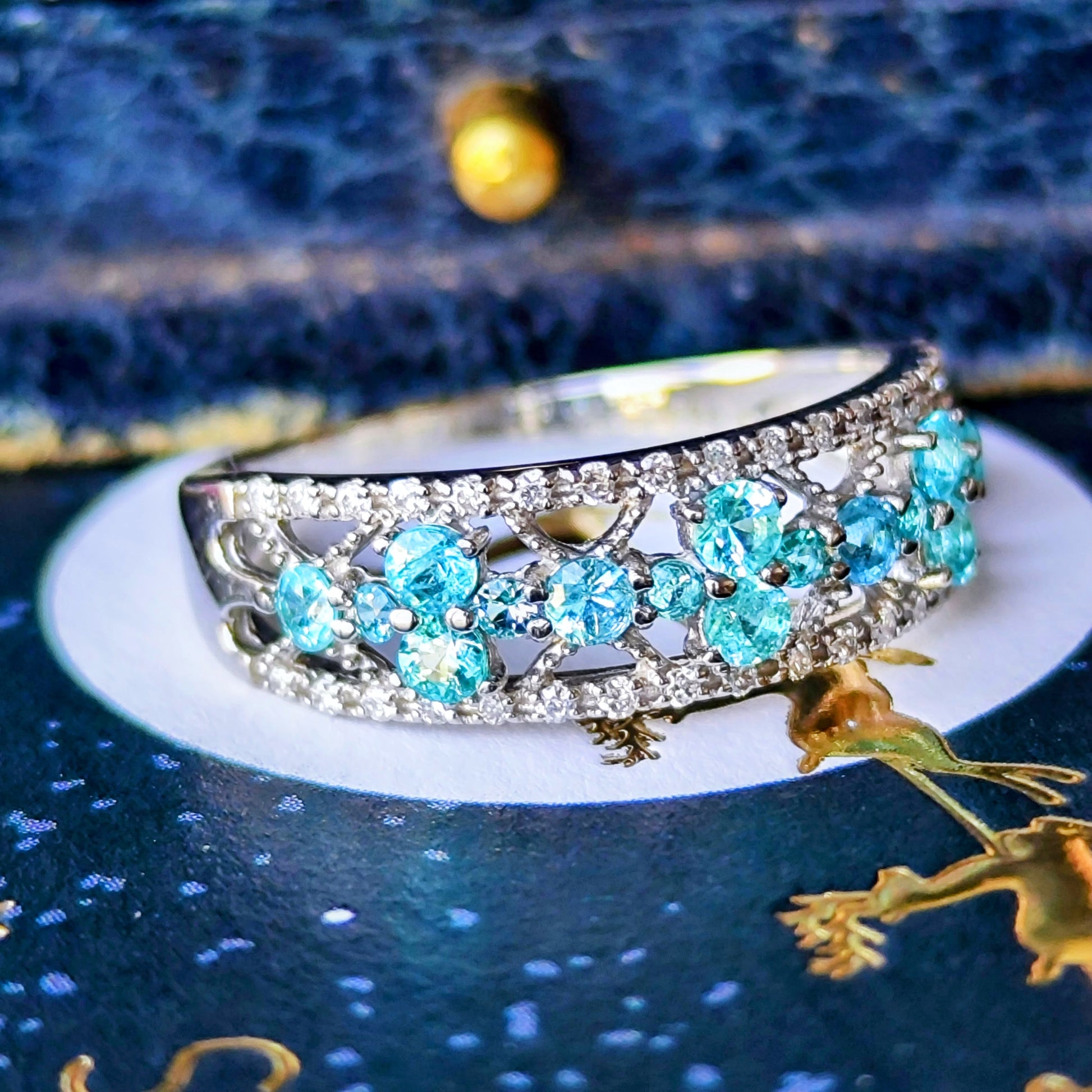 天然パライバトルマリン 天然ダイヤモンド プラチナリング