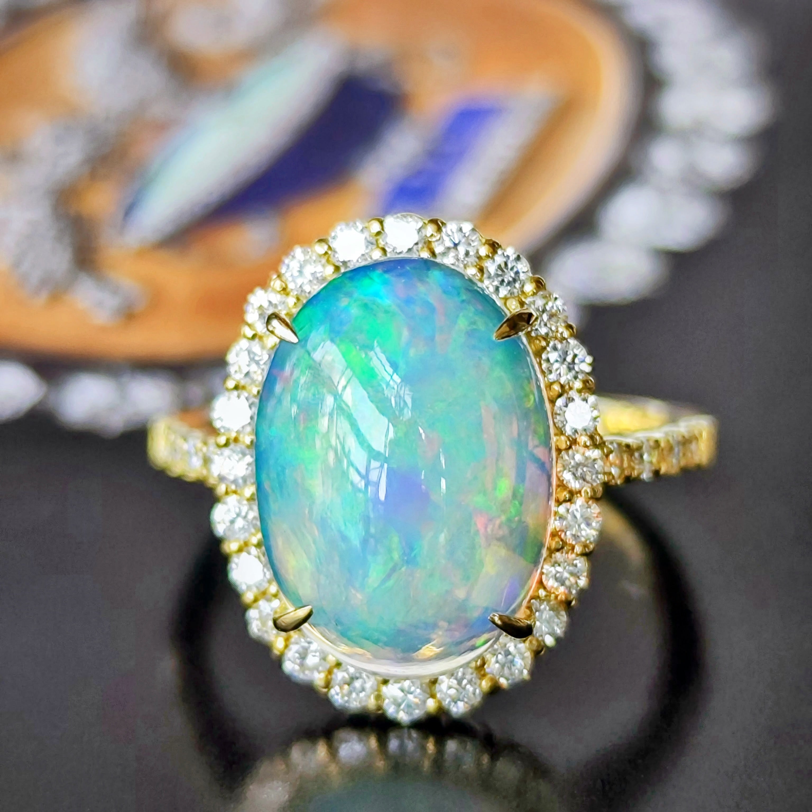天然オパール エチオピア産 3.22ct 天然ダイヤモンド リング – Mico宝飾店