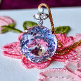 天然クンツァイト 7.10ct 天然ダイヤモンド ネックレス
