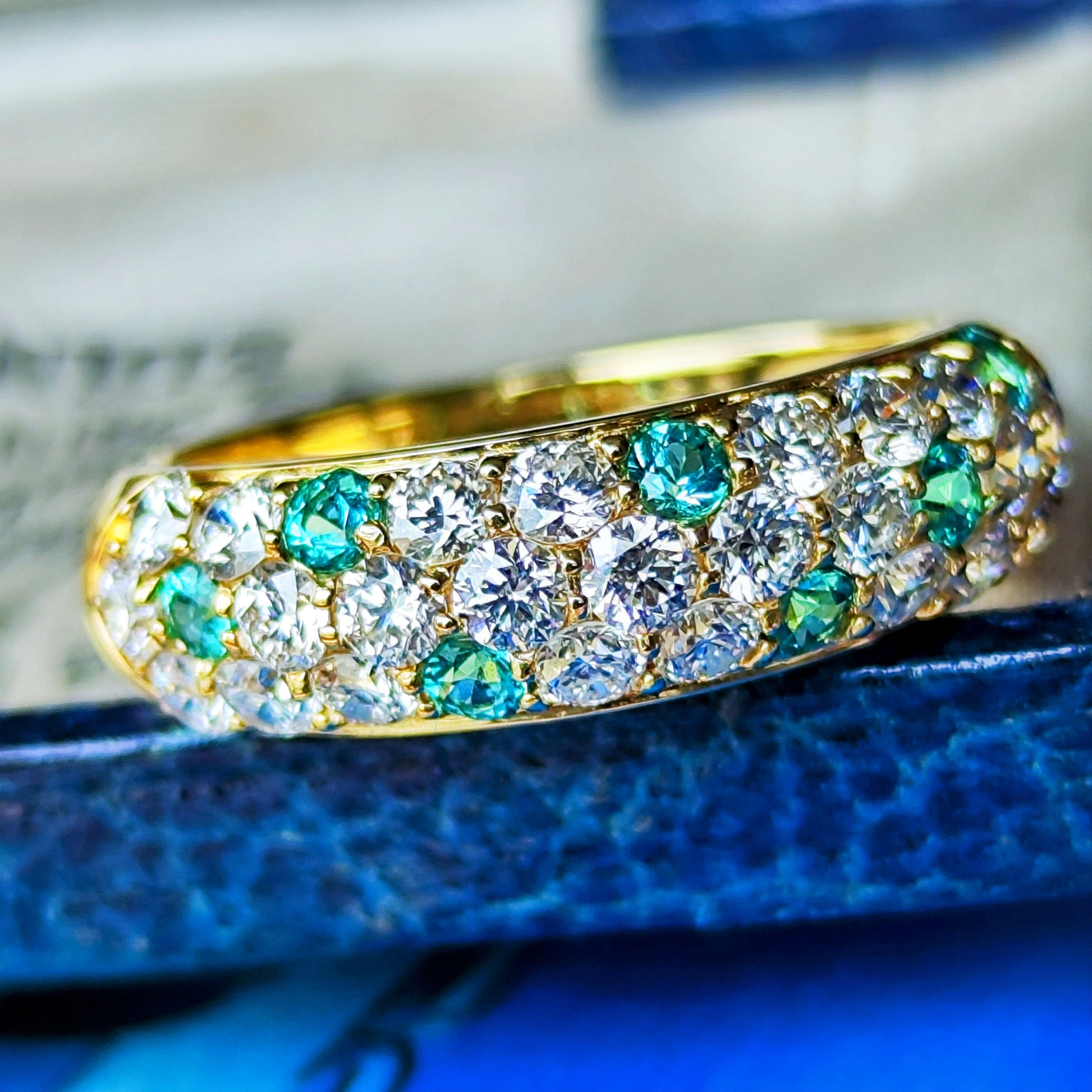 天然パライバトルマリン 天然ダイヤモンド パヴェリング 18金