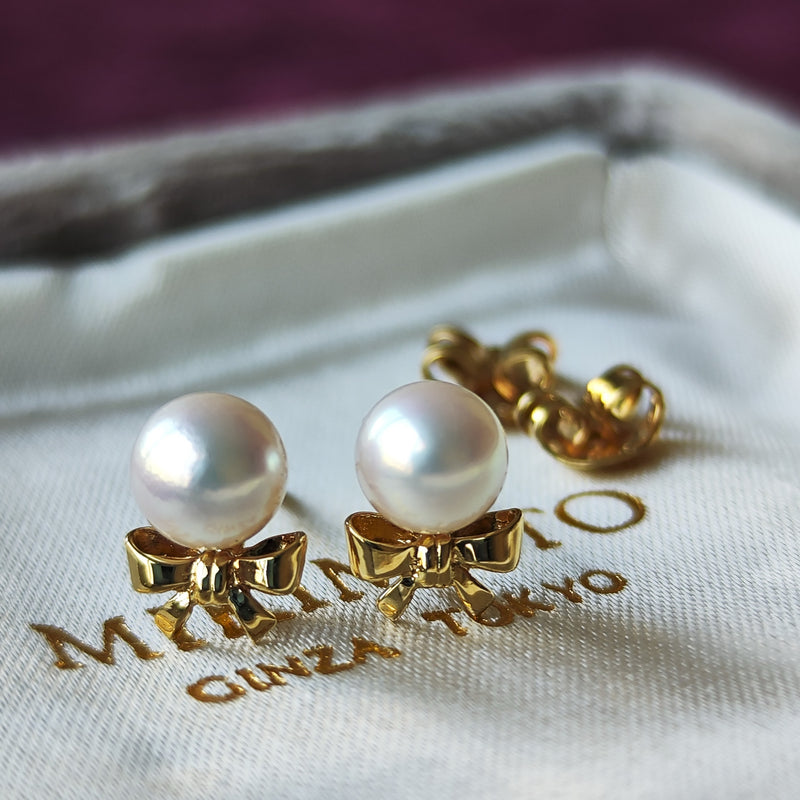MIKIMOTO ミキモト あこや真珠 リボンモチーフ ピアス – Mico宝飾店