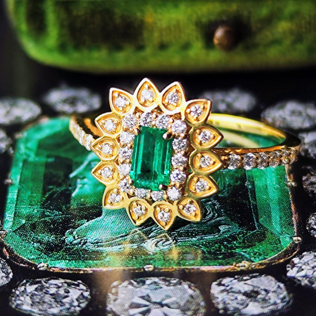 【コロンビア産 】天然エメラルド 天然ダイヤモンド 18金リング