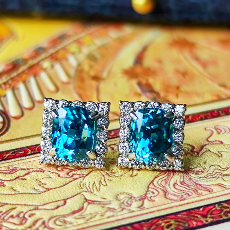 天然ジルコン 天然ダイヤモンド ピアス