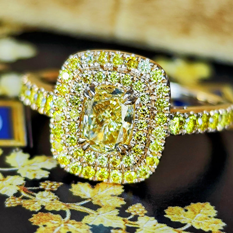 【イエローダイヤ】FANCY INTENSE YELLOW 1.0ct VS1 18金リング