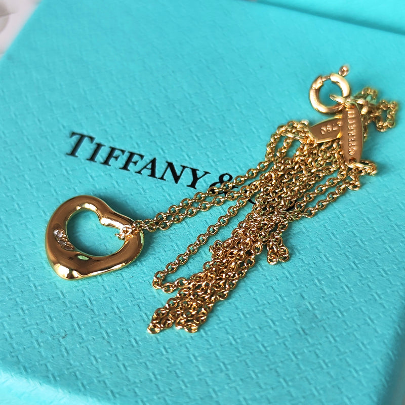 TIFFANY &Co ティファニー オープンハート ダイヤモンド ネックレス 18金YG