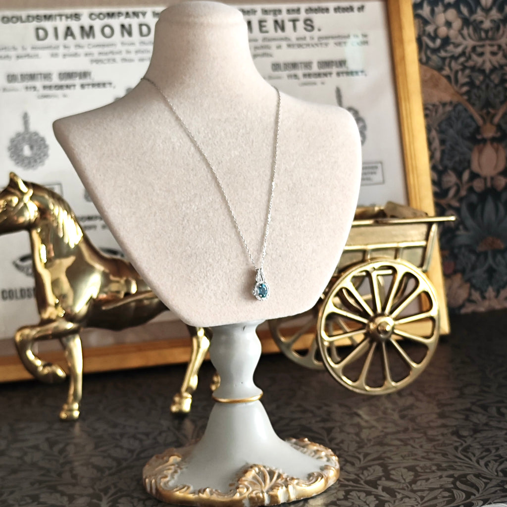 【サンタマリア】天然アクアマリン 天然ダイヤモンド ネックレス