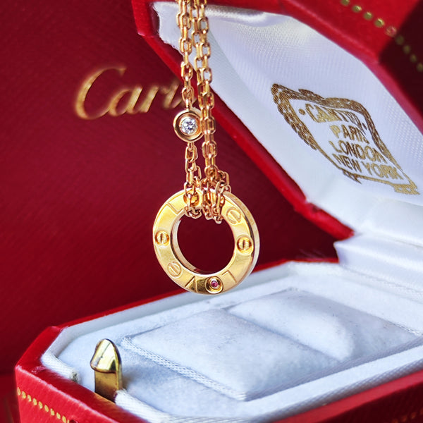 Cartier カルティエ ラブサークル ネックレス ダイヤモンド ピンクサファイア