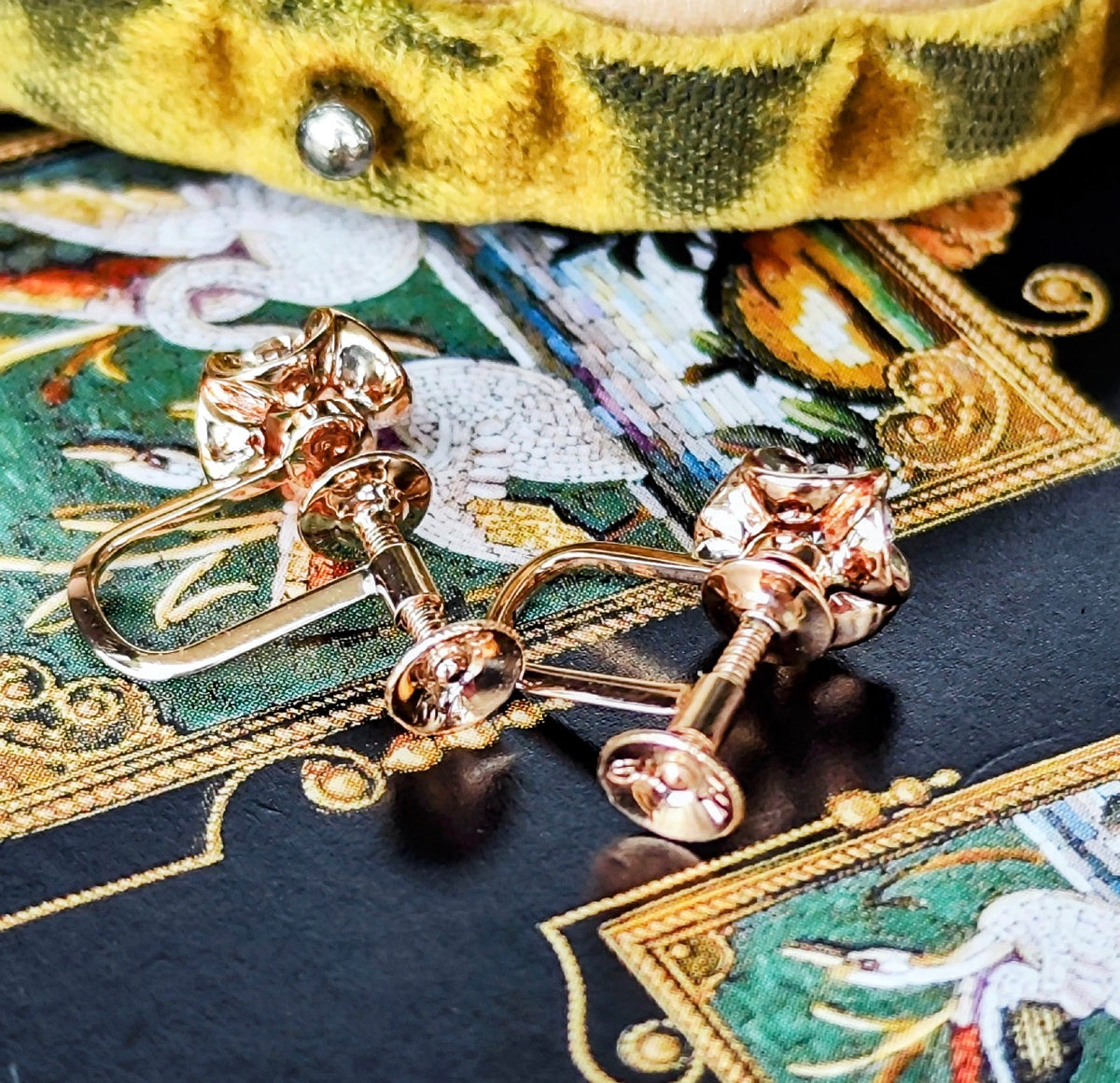 TASAKI 田崎真珠 天然ダイヤモンド 14金PG ヴィンテージ イヤリング