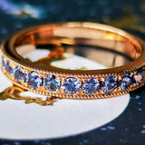 天然アレキサンドライト ダイヤカット ハーフエタニティリング 18金PG