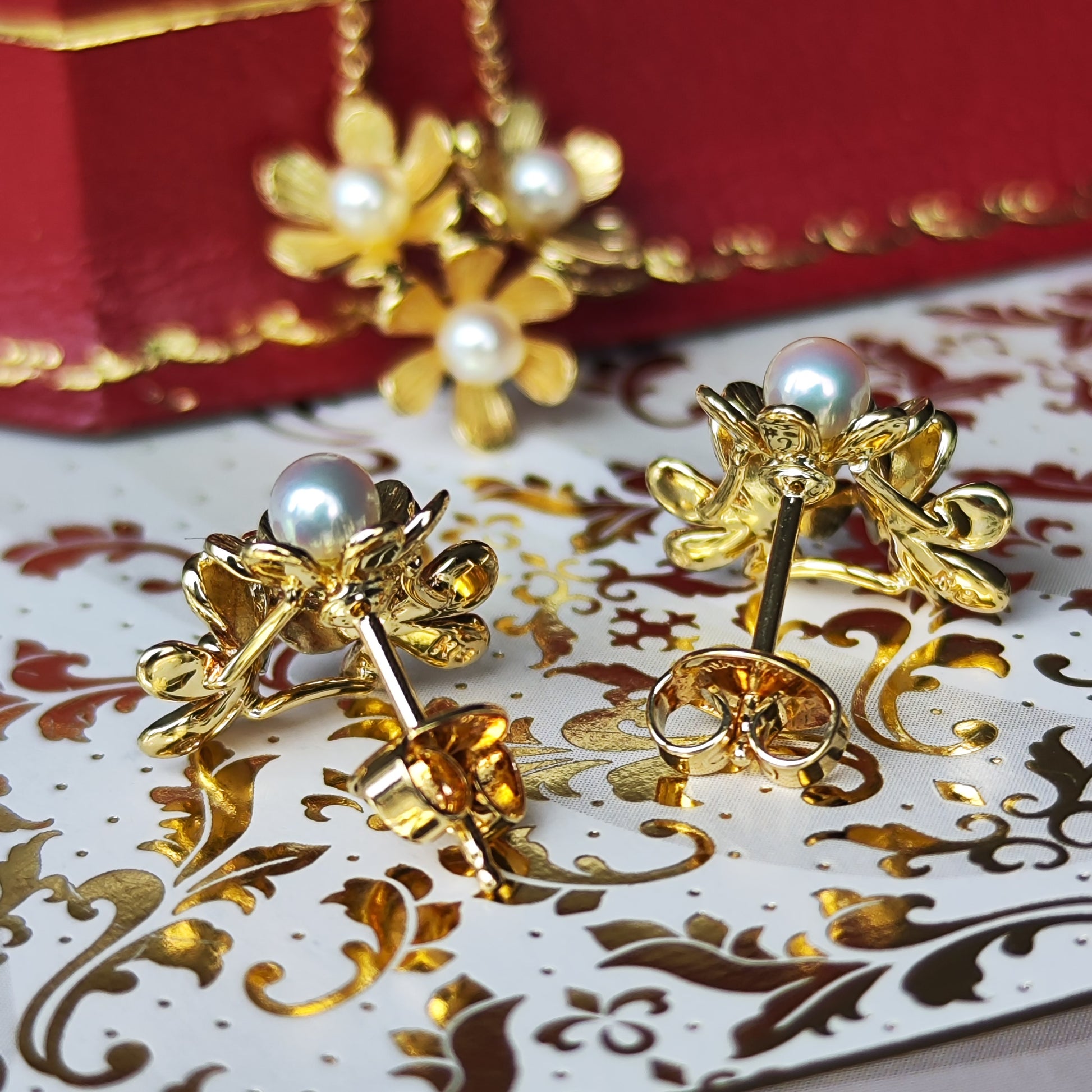 MIKIMOTO ミキモト フラワーモチーフ あこやベビーパール ピアス