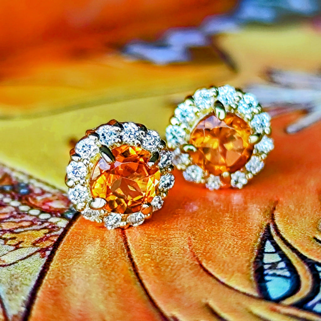 【お値下げ】天然スぺサルティンガーネット 天然ダイヤモンド 18金ピアス