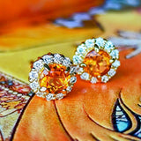 天然スぺサルティンガーネット 天然ダイヤモンド 18金ピアス