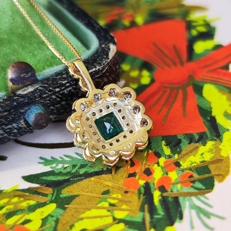 天然エメラルド 天然ダイヤモンド ネックレス