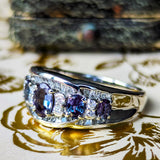 天然アレキサンドライト 0.97ct 天然ダイヤモンド リング