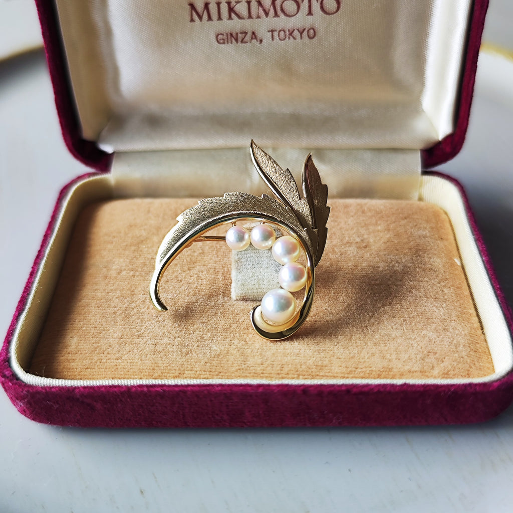 【オールドミキモト 】MIKIMOTO ミキモト あこや真珠 14金 ブローチ ④