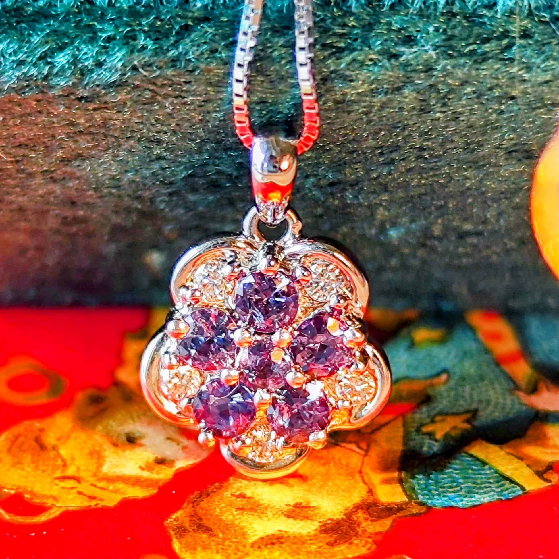 天然アレキサンドライト 0.35ct 天然ダイヤモンド ネックレス プラチナ