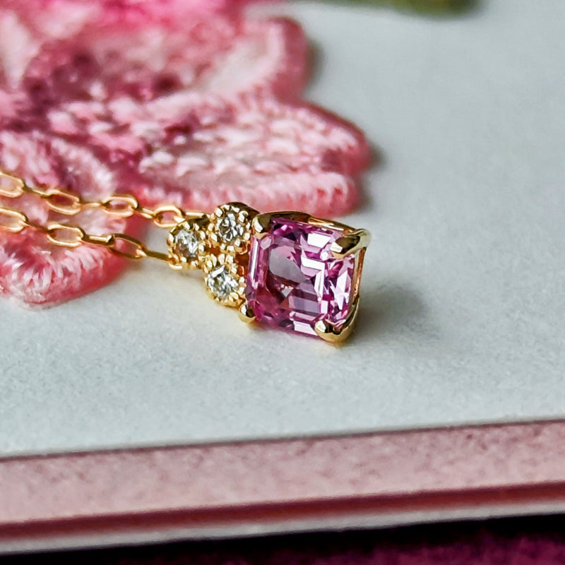 【パパラチアサファイア】天然ダイヤモンド ネックレス