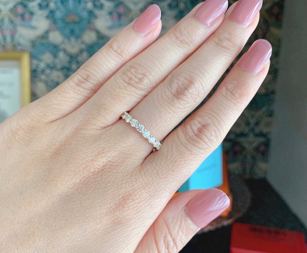 【全石ハート&キューピッド】天然ダイヤモンド 1.0ct 15石 ハーフエタニティリング 18金 ③