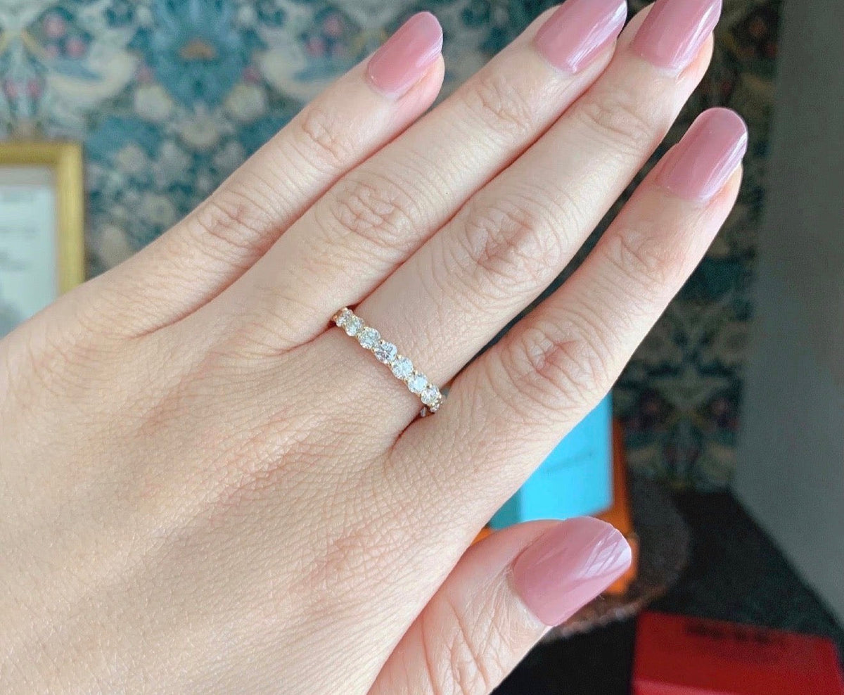 【全石ハート&キューピッド】天然ダイヤモンド 1.0ct 15石 ハーフエタニティリング 18金 ③