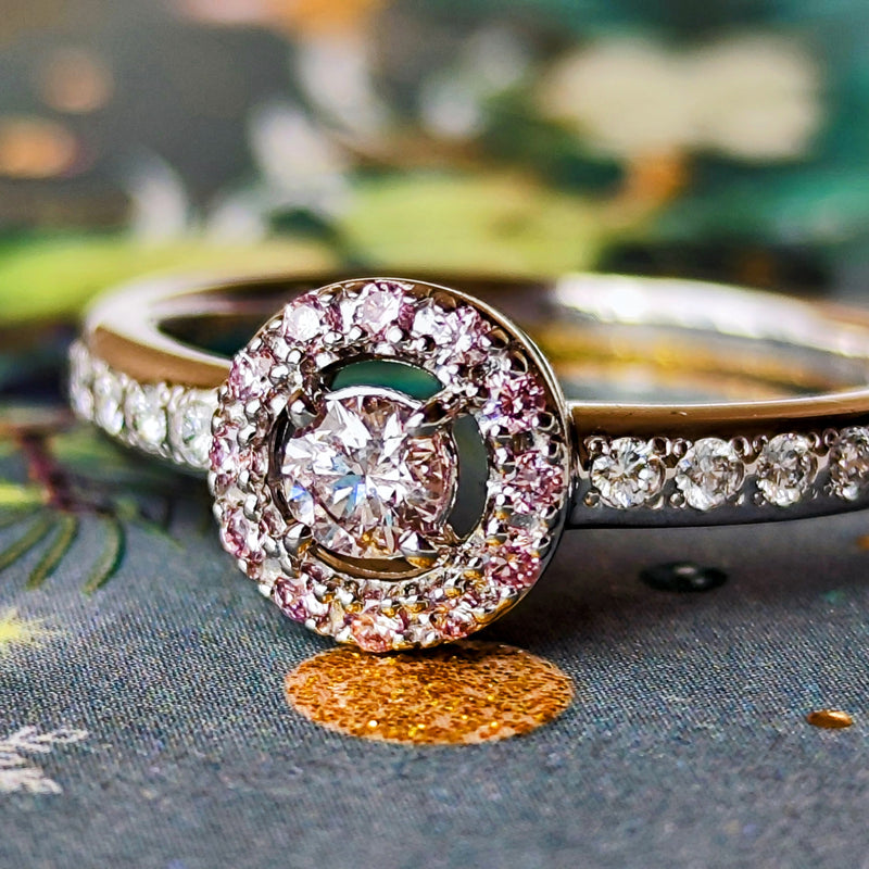 【ピンクダイヤ】TASAKI 田崎真珠 FANCY LIGHT PURPLISH PINK 18金WG リング